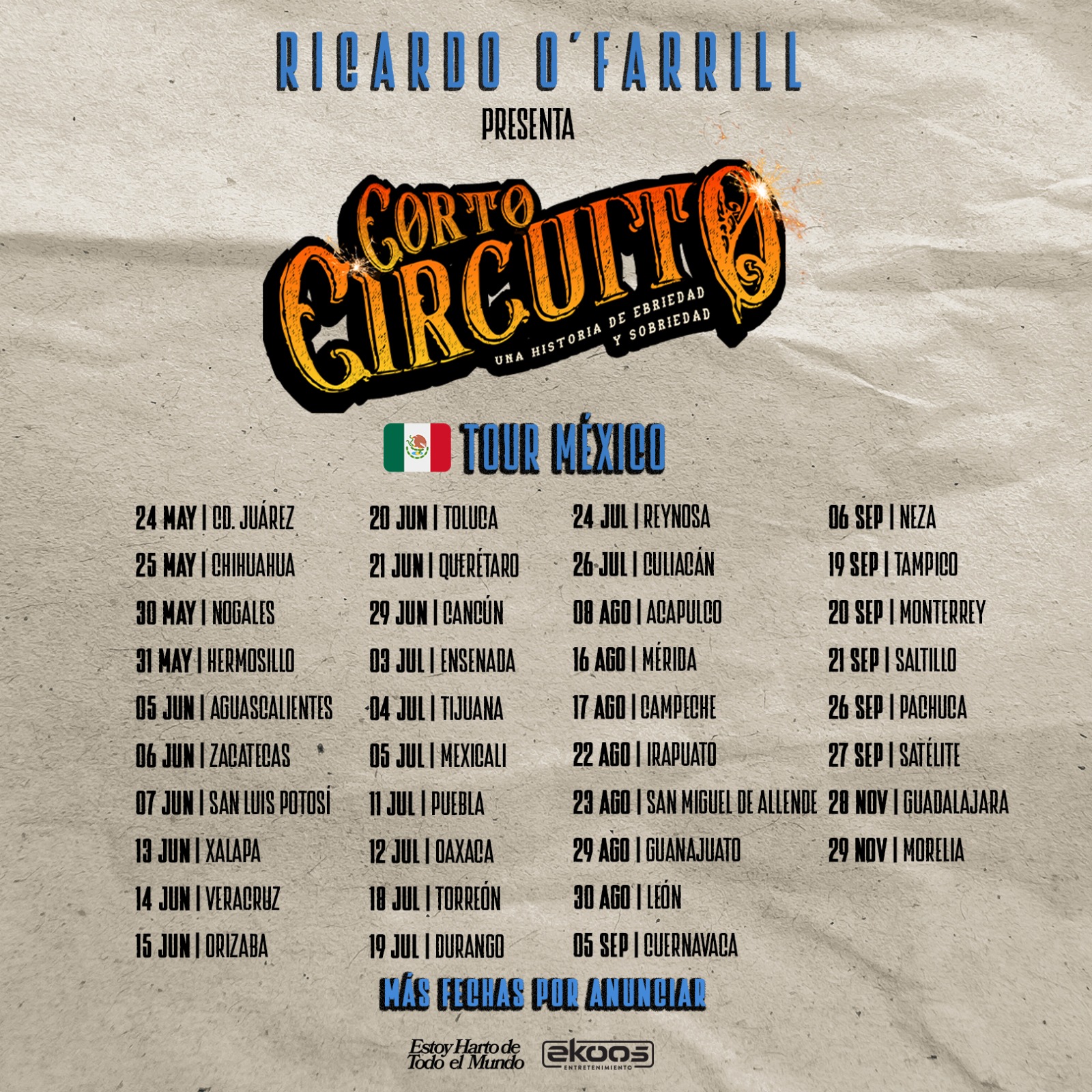 Ricardo O'Farrill Corto Circuito: A Story of Drunkenness and Sobriety Tour Poster
